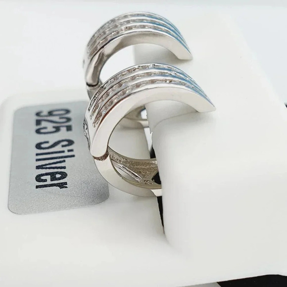 "925 Sterling Silver Cubic Zirconia Earrings, UU1P6A6158 - Picture 7 of 11